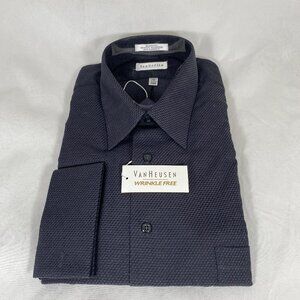 Van Heusen  Wrinkle Free Button Down Shirt Double Cuff  SZ 17-17.5